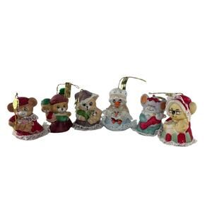 Jasco Caring Critters Chimer Bells Christmas Ornaments Set Of 6 Hand Painted